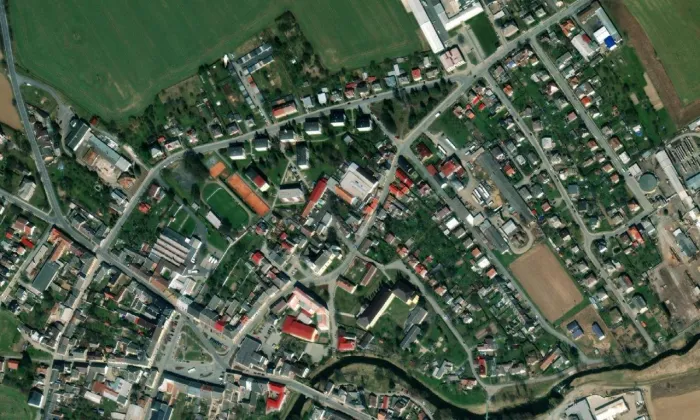 Kostel svatého Prokopa (Loštice) – letecký pohled