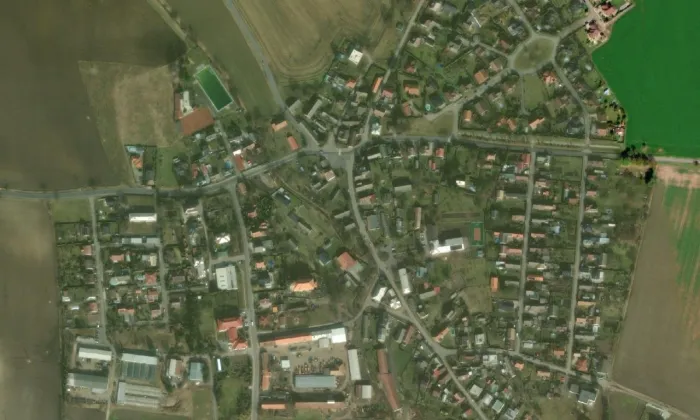 Kostel svatého Prokopa (Semčice) – letecký pohled