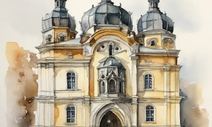 Kostel svatého Prokopa (Sobčice) – akvarel