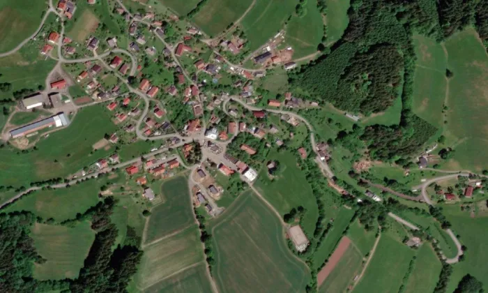 kostel svatého Prokopa (Sobkovice) – letecký pohled