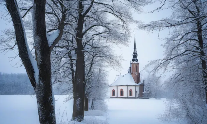 Kostel svatého Stanislava (Mořina) – winter