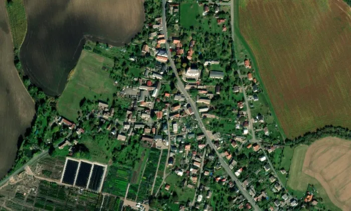 Kostel svatého Václava (Boseň) – letecký pohled