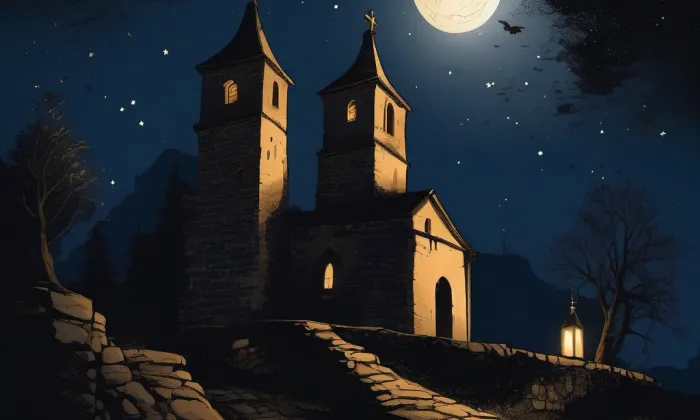 kostel svatého Václava (Branišov) – noc
