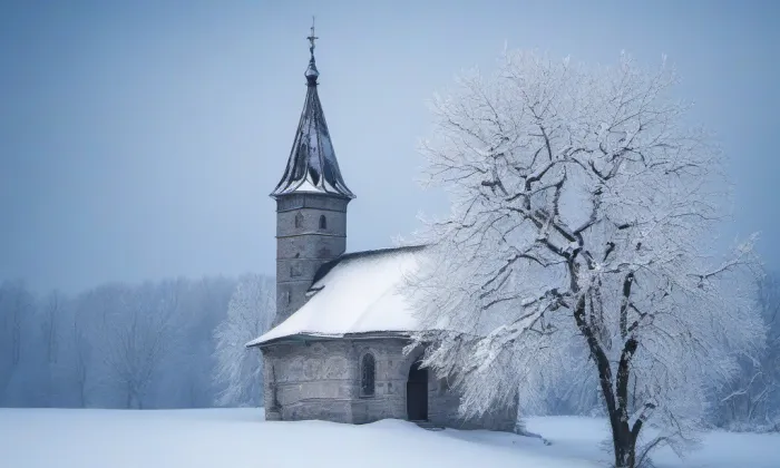 kostel svatého Václava (Bukovník) – winter