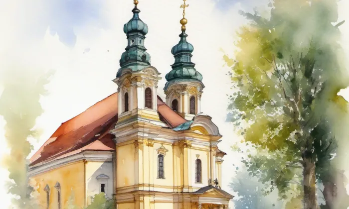 Kostel svatého Václava (Děčín V-Rozbělesy) – akvarel