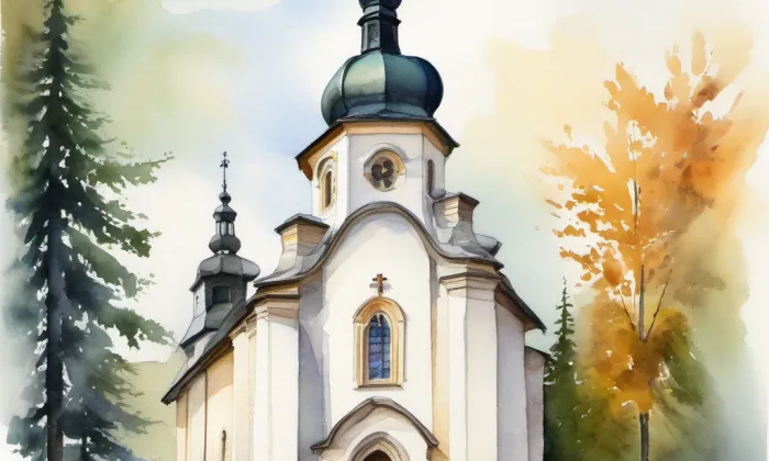 Kostel svatého Václava (Harrachov) – akvarel