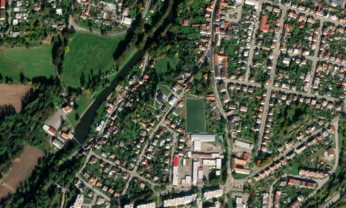 Kostel svatého Václava (Jindřichův Hradec III) – letecký pohled