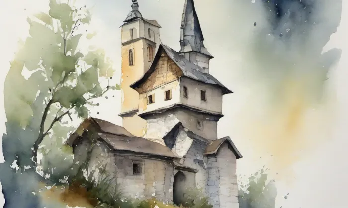 kostel svatého Václava (Konojedy) – akvarel