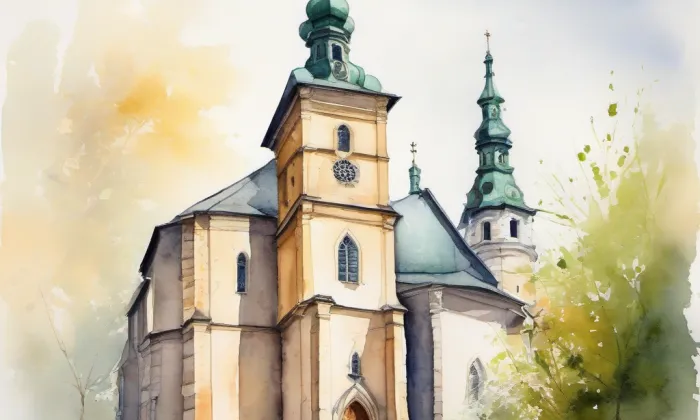 kostel svatého Václava (Letovice) – akvarel
