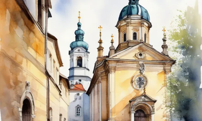 Kostel svatého Václava (Mníšek pod Brdy) – akvarel