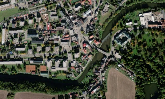 kostel svatého Václava (Světlá nad Sázavou) – letecký pohled