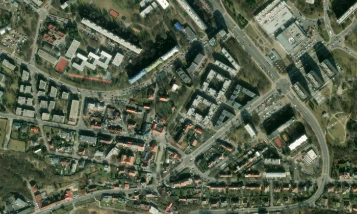 Kostel svatého Václava na Proseku – letecký pohled