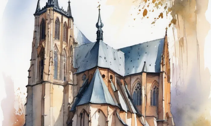 Kostel svatého Víta (Týn nad Vltavou) – akvarel