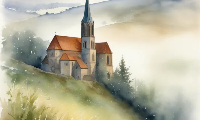 Kostel svatého Víta (Trstěnice) – akvarel