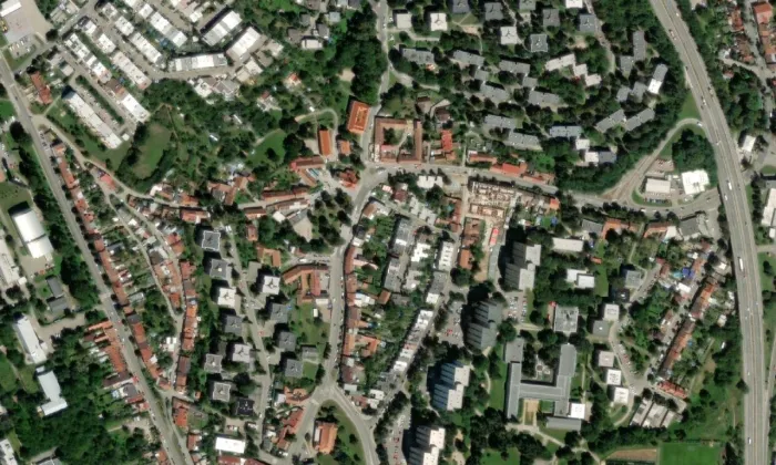 kostel svatého Vavřince (Řečkovice) – letecký pohled