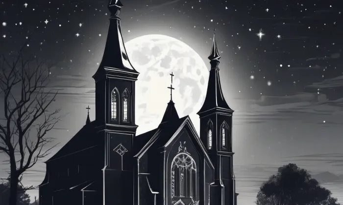 Kostel svatého Vavřince (Havraň) – noc