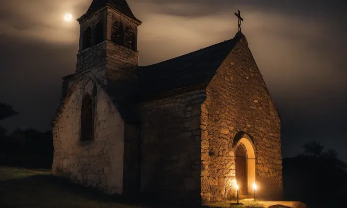 Kostel svatého Vavřince (Kožlany) – noc