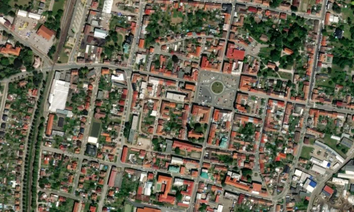Kostel svatého Vavřince (Nový Bydžov) – letecký pohled
