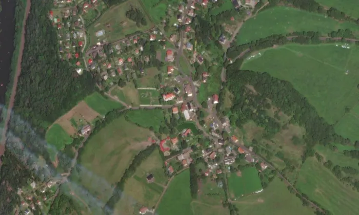 Kostel svatého Vavřince (Okounov) – letecký pohled