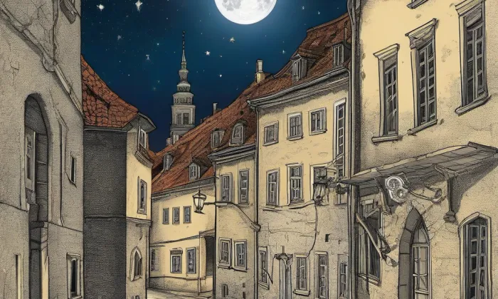 Kostel svatého Vavřince (Okounov) – noc
