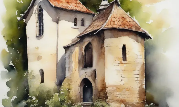Kostel svatého Vavřince (Ovesné Kladruby) – akvarel
