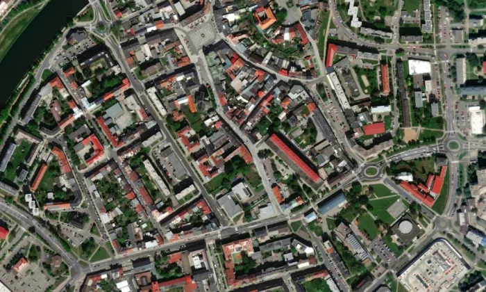 Kostel svatého Vavřince (Přerov I-Město) – letecký pohled
