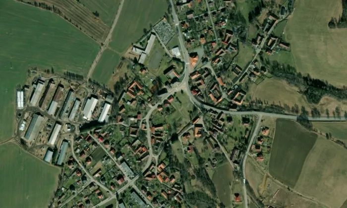 kostel svatého Vavřince (Rynárec) – letecký pohled