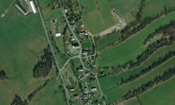 Kostel svatého Vavřince (Sobotín) – letecký pohled