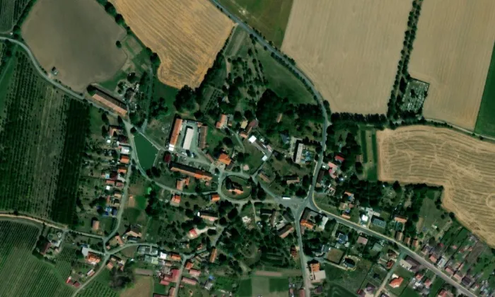kostel svatého Vavřince (Svinčany) – letecký pohled