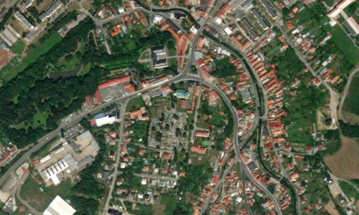 Kostel svatého Vavřince (Vizovice) – letecký pohled