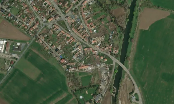 kostel svatého Vavřince (Vojkovice) – letecký pohled