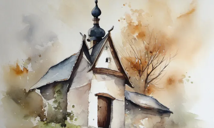 Kostel svatého Vavřince (Zbraslavice) – akvarel