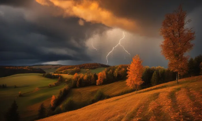 kostel svatého Vincence z Pauly s farou – autumn