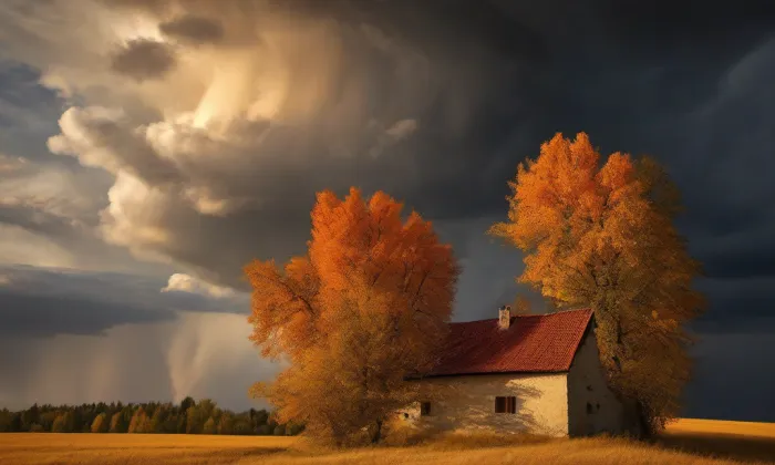 Kostel svatého Vojtěcha (Počaply) – autumn