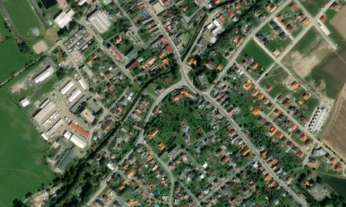 Kostel Umučení svatého Jana Křtitele (Solnice) – letecký pohled