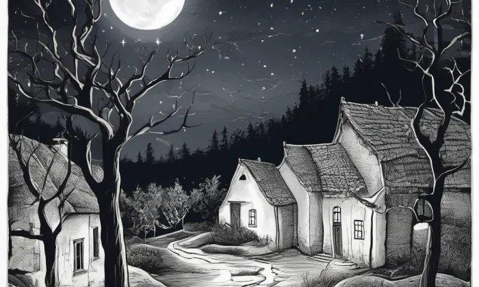 Kostel Všech svatých (Albrechtice) – noc