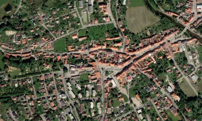 Kostel Všech svatých (Volyně) – letecký pohled