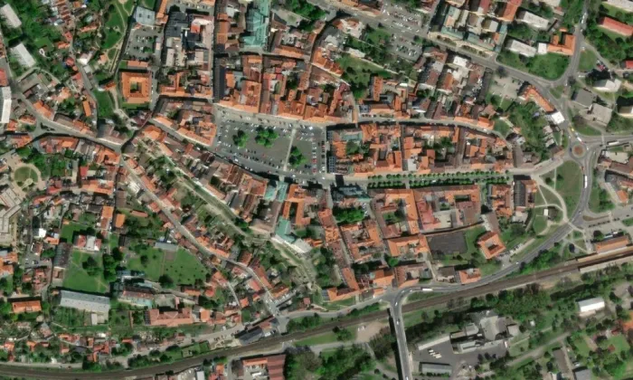 Kostel Všech svatých v Litoměřicích – letecký pohled