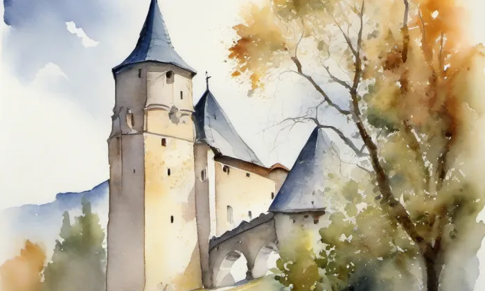 Králův dvůr – akvarel