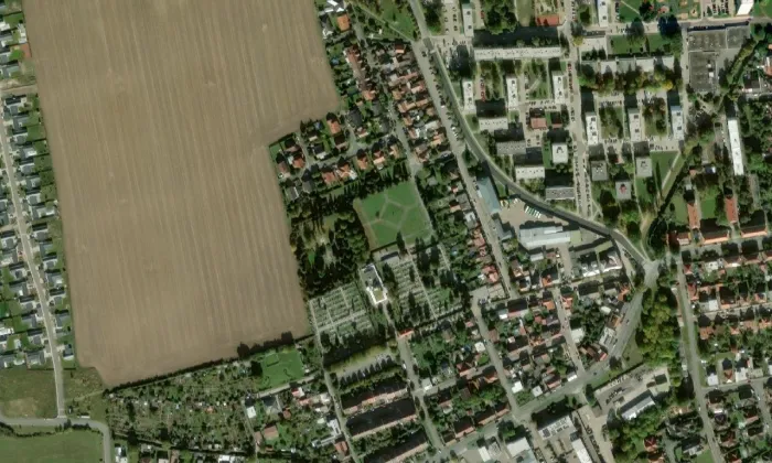 Krematorium v Nymburce – letecký pohled