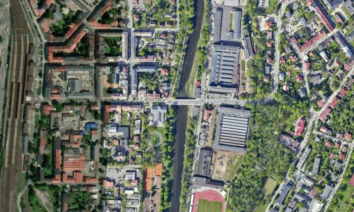 Kulturní a společenské středisko Střelnice – letecký pohled