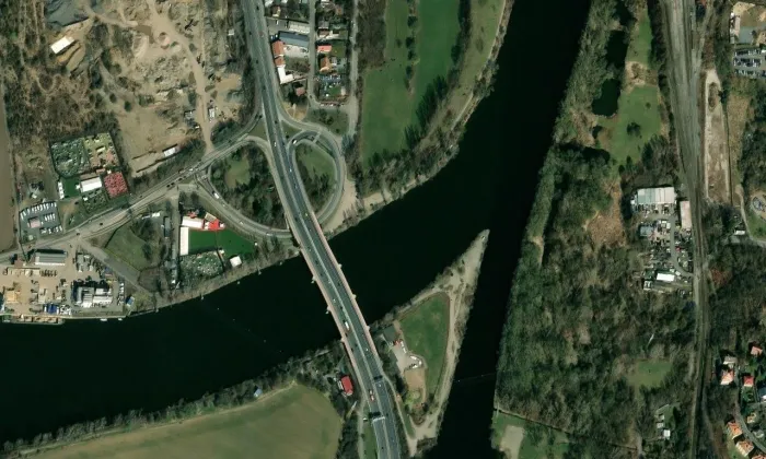 Lahovický most – letecký pohled