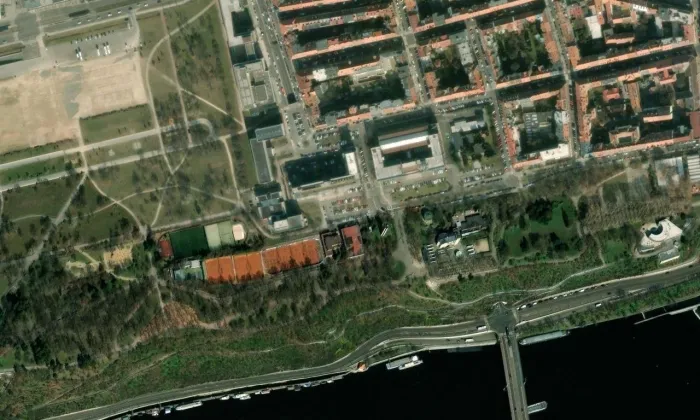Letenský tunel – letecký pohled