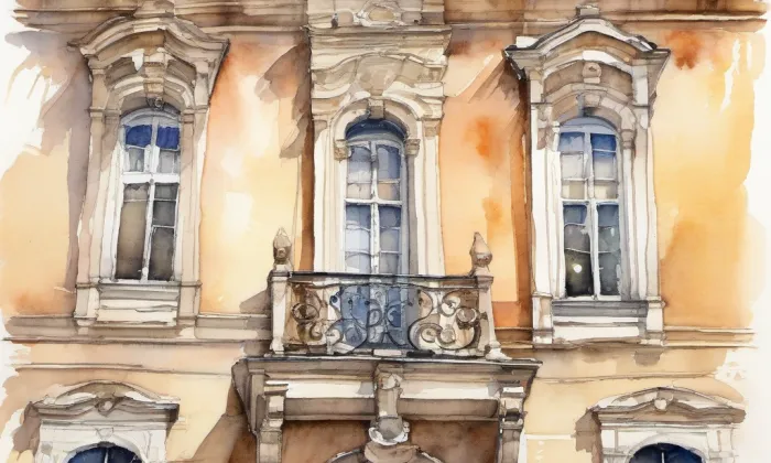 Lidový dům Žižkov – akvarel