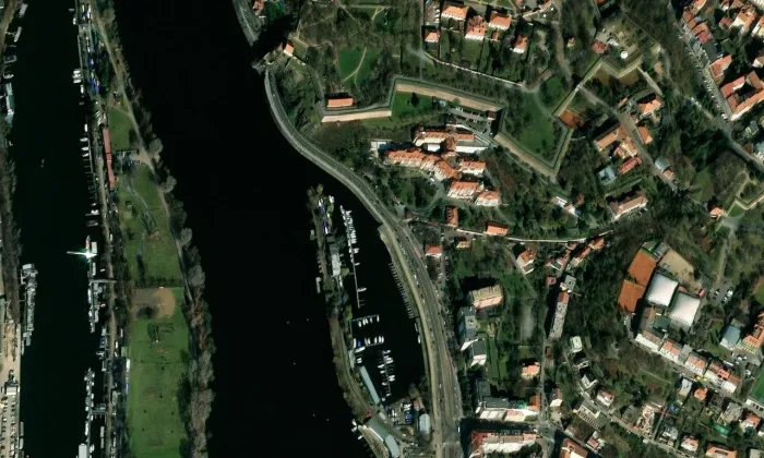 Loděnice Českého Yacht Klubu – letecký pohled