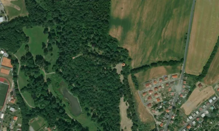 Loretánská kaple v Horšovském Týně – letecký pohled