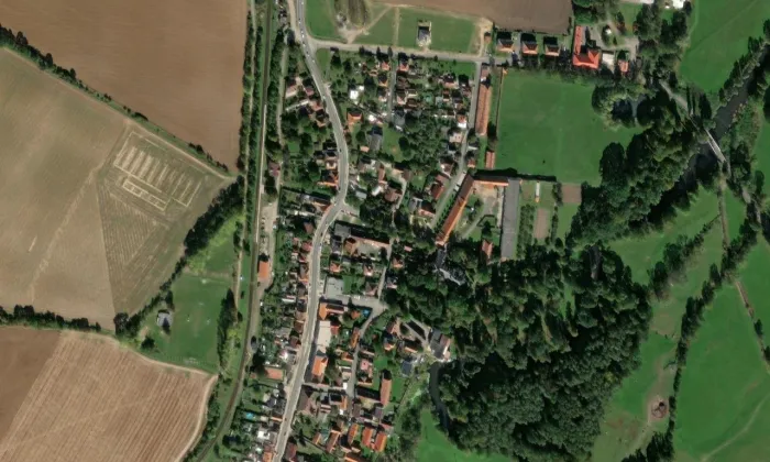 Lužany – letecký pohled