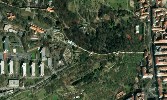 Mariánské hradby – letecký pohled