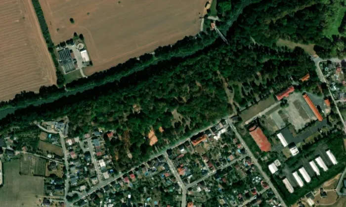 Masarykovy sady (Josefov) – letecký pohled