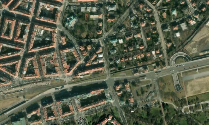 Milady Horákové (Bubeneč) – letecký pohled
